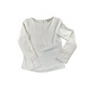 H&M Long Sleeve Women's White Blouse with Open Slit Cuffs - Size 0